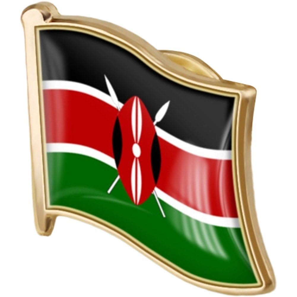 Casiler Kenya Flag Brooches Pins N National Emblem National Flower Brooches Badges Country Flag Lapel Pins