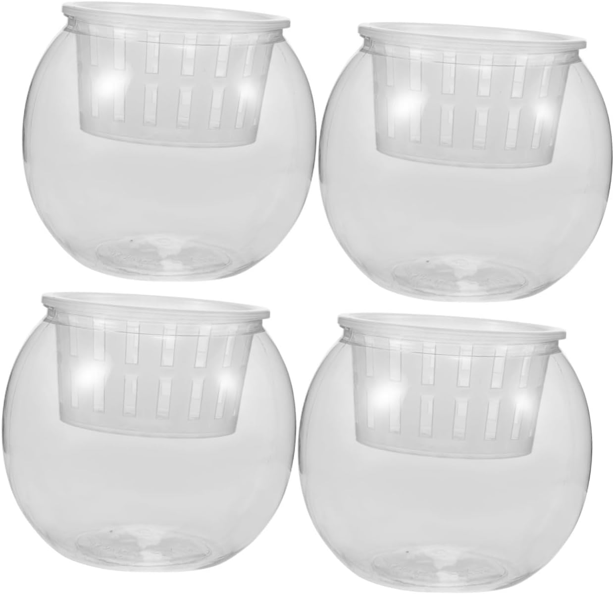 4pcs Aquarium Rocks for Fish Tank Rimless Aquarium Plastic Fish Bowl Small Goldfish Tank Home Decor Plant Holder