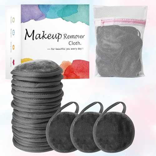 NUGILLA Pacotes com 20 Discos Demaquilantes Reutilizáveis com Saco de Lavanderia Lavável, Toalhas de