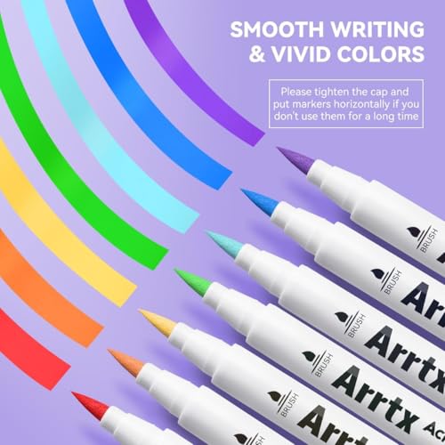 Image of Arrtx Acrylic Markers 30A,Brush Tip Acrylic Paint Pens Markers for Rock Painting, Wood, Ceramic,Glass,Canvas,Metal,Plastic, Fabric, Stone & DIY Projects