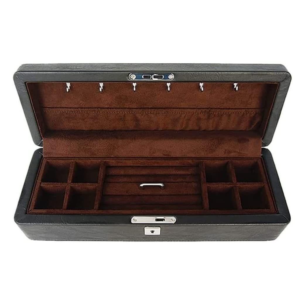 Porta Gioielli Donna Portagioie Da Donna Organizzatore Con Serratura Custodia A 2 Strati Custodia Per Collana Anelli Orecchini Vetrina Retrò Porta Orecchini Organizer ( Color : B , Size : 35*12*9.5cm