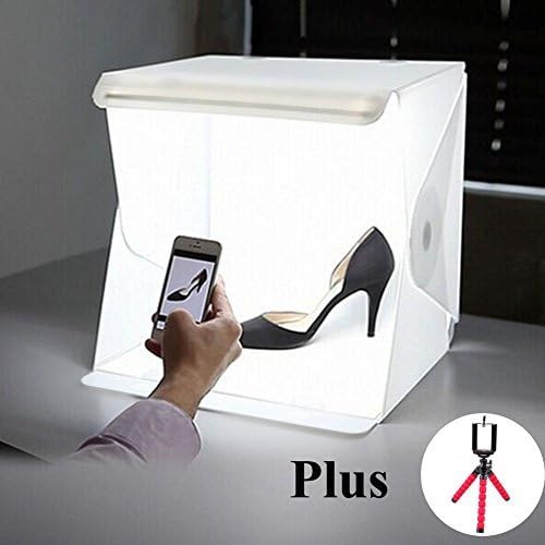 12 Inch Photo Lighting Studio Tent Kit Including Mini Portable Foldable LED Box, USB Cable, Black & White Backdrops with Tripod for Photography in Home Office Room
