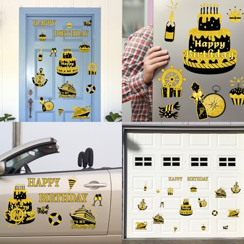 Imanes decorativos negro oro para cumpleaños 16 unidades miniatura 7