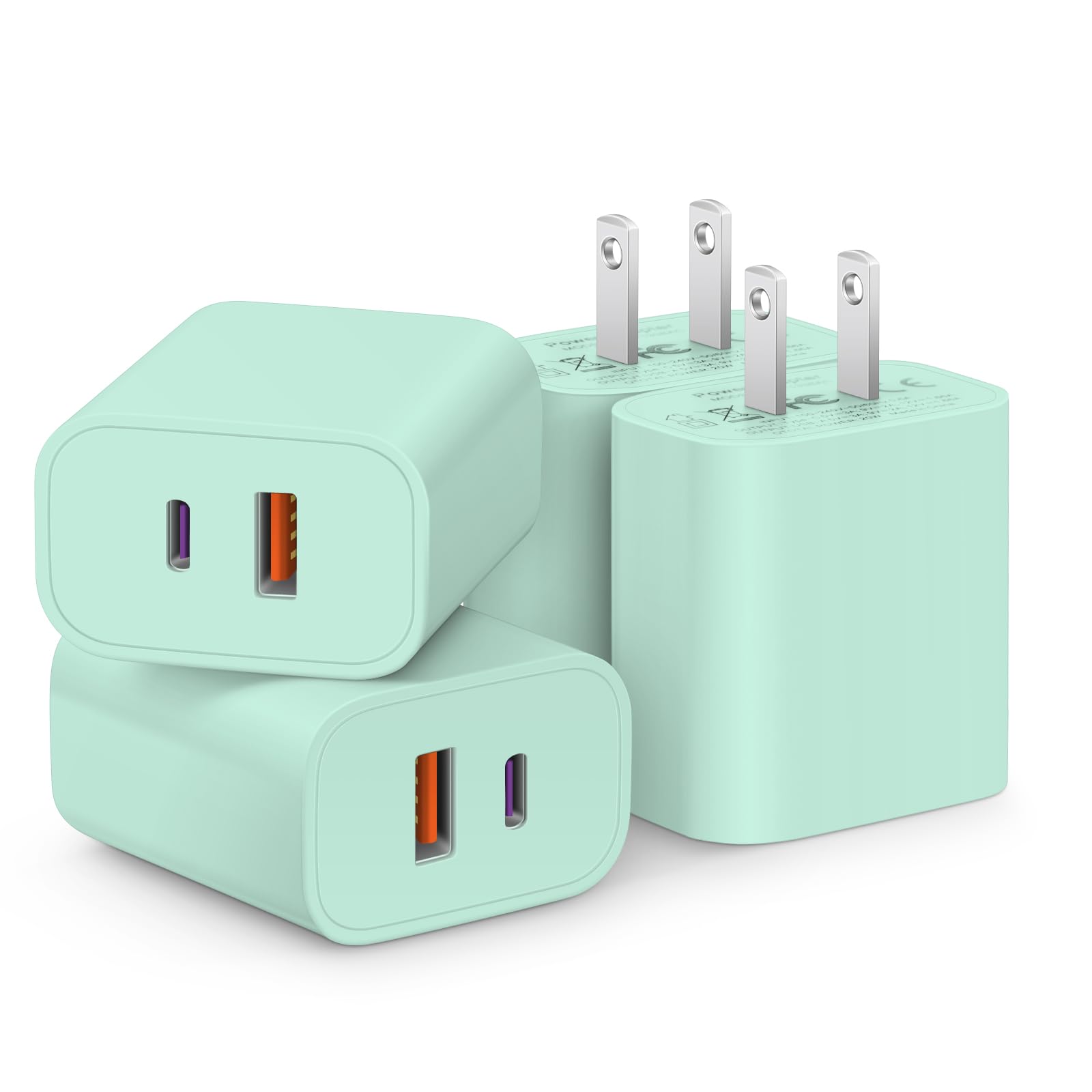 4 Pack USB C Charger Block Fast Charging Multiport Adpater PD 20W USB-C QC 3 0 USB-A Port