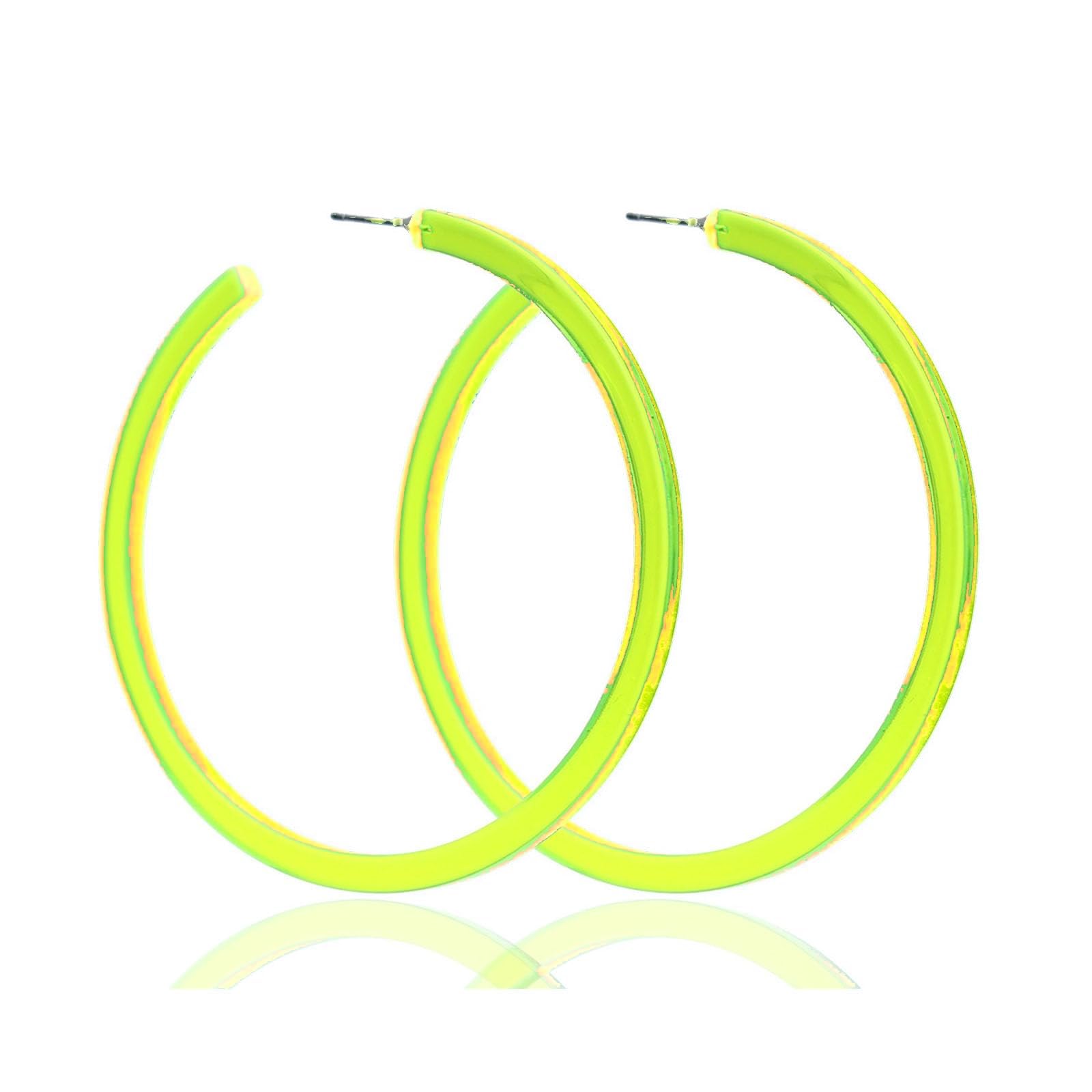 Retro 80 90's Neon Candy Color C-shaped Chunky Large Hoop Drop Dangle Vintage Lightweight Acrylic Earrings Halloween Party Costume Accessories Jewelry