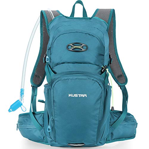 KUSTAR Hydration Pack Backpack with 2L Leakproof Water Bladder BPA Free,Lightweight Water Backpack for Hiking,Running,Cycling,Camping (Malachite Green)