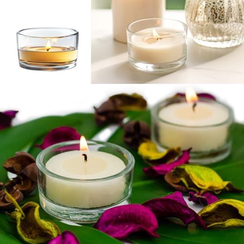 12er Pack Teelichtgläser Set, Teelichthalter Glas Teelichthalter Set, Klar Kerzengläser, Kerzen Teelicht Gläser für Hochzeit Geburtstag Tischdekoration Party Dekoration(4,5 cm Dm x 2,5 cm Höhe)