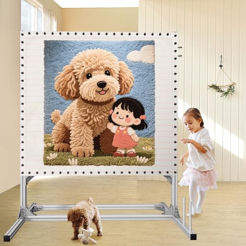 Image of Kerty 70 Inches Extra Large Rug Tufting Frame, Aluminum Metal Tufting Frame Kit for Rug Making, A Safer Tufting Cloth Stand for Tufting Beginners and Lovers