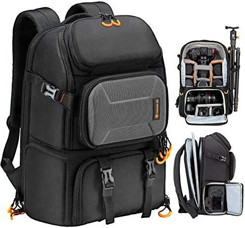 TARION Camera Backpack, Waterproof Camera Bag with 15'' Laptop Compartment, Professional Photography Backpack Large Capacity with Rain Cover for DSLR SLR Canon Nikon Fuji Sony Cameras