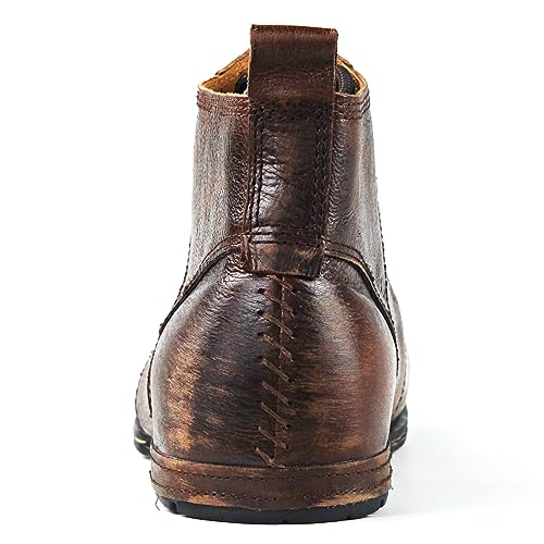 Men's Vintage Brown Chukka Boots Lace-up Motorcycle Casual Leather Dress Ankle Boot for Men Fashion CD-6015-2-Vintage Brown3