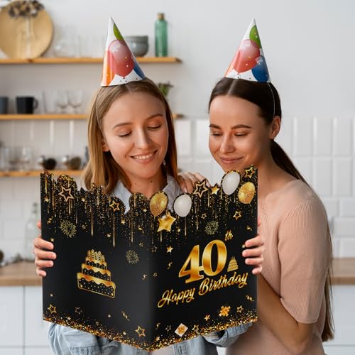 AIBAOBAO Kartka urodzinowa duża 40, kartka urodzinowa na 40 mężczyzn i kobiet, 42,5 x 30 cm, śmieszna kartka z życzeniami, księga gości urodzinowych, plakat z życzeniami, kreatywny prezent urodzinowy