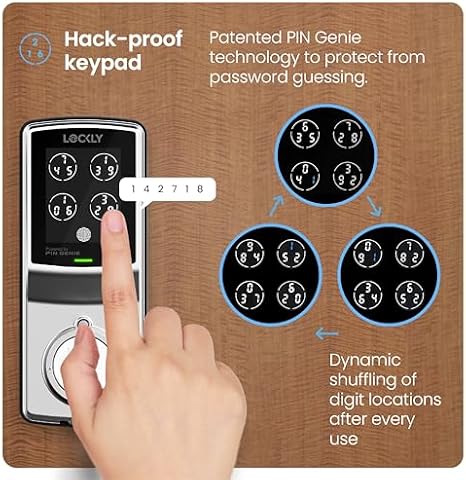 Lockly Smart Lock Model 7S with Touchscreen Cover, Bluetooth Smart Door Lock, Keyless Entry with PIN Genie Digital Keypad, Front Door Lock Deadbolt