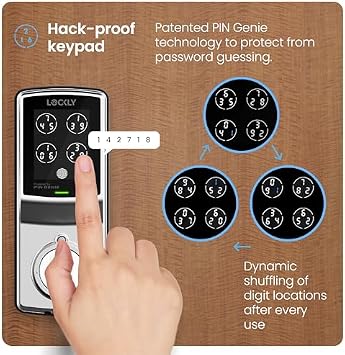 Lockly Smart Lock Model 7S with Touchscreen Cover, Bluetooth Smart Door Lock, Keyless Entry with PIN Genie Digital Keypad, Front Door Lock Deadbolt