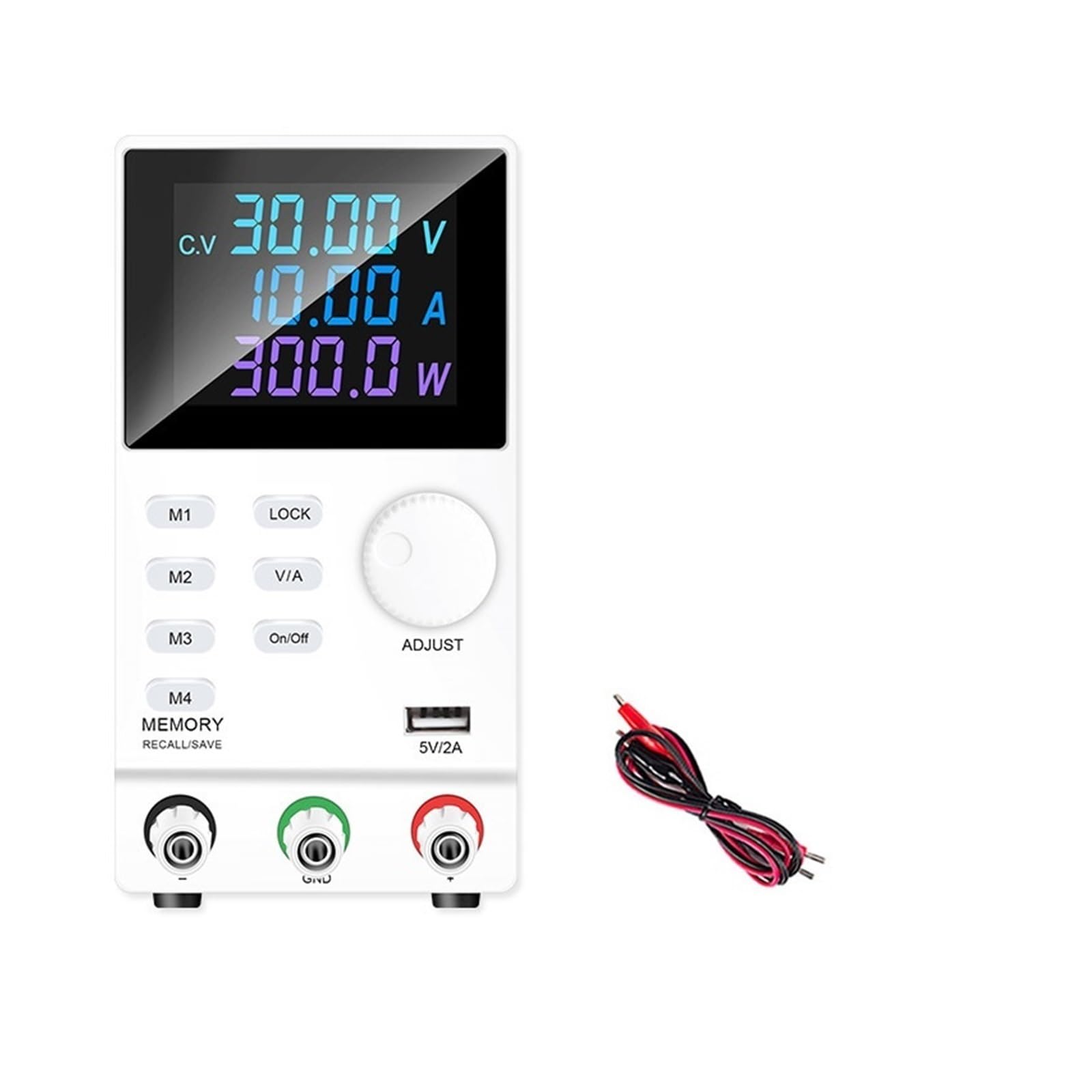 Regulowany Zasilacz Prądu Stałego Kolorowy Wyświetlacz LCD Konserwacja Laboratorium Regulator Napięcia Stołu Warsztatowego Wysoka Precyzja(White 30V 10A)