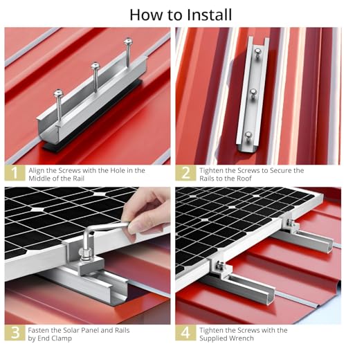 image for Anbte Solar Panel Bracket Kit, 6 Pcs 7.87 in Aluminium Solar Panel Mou
