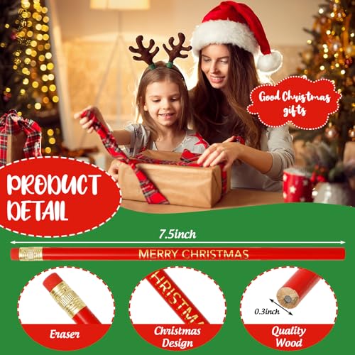 Whaline 50 lápices de Navidad con borrador miniatura 2