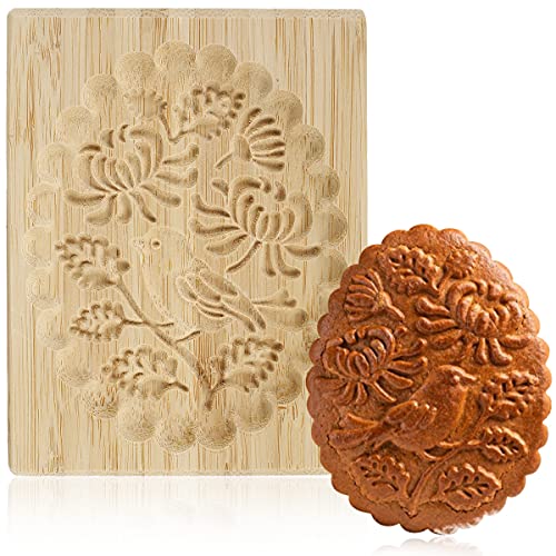 Cortador de galletas Molde de estampado en relieve Moldes de madera divertidos para hornear molde de sello de galletas para decorar el postre adecuado para la cocina DIY y reuniones familiares(A) Cover