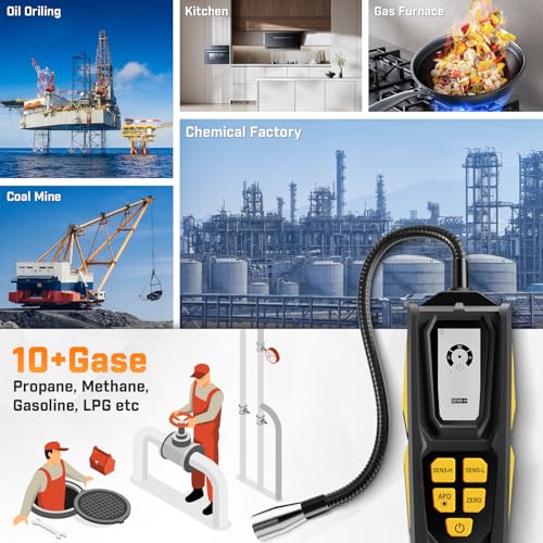 Natural Gas Leak Detector - Propane Leak Detector with 11-Inch Gooseneck for Natural Gas Detectors, Gas Detector Sniffer with Audible & Visual Alarm for Home Combustible Gas Propane Methane - Thumbnail 7