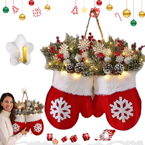 Funkelnder Christstulpen-Kranz mit 20 Led-Lichtern & 8h Auto-Timer,...