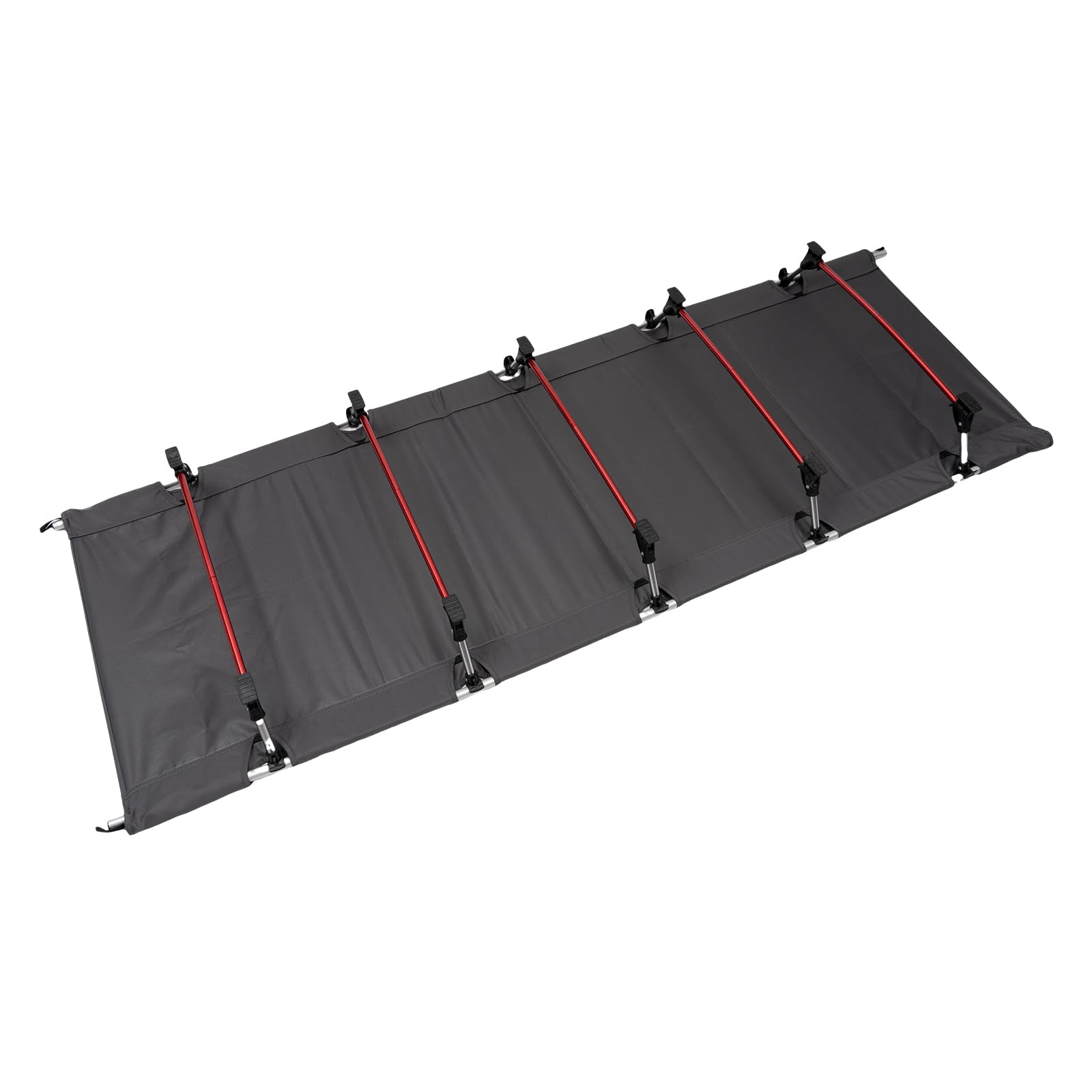 Cama de camping plegable, 4 niveles, ajustable, para camping, con bolsa de transporte, portátil, color gris