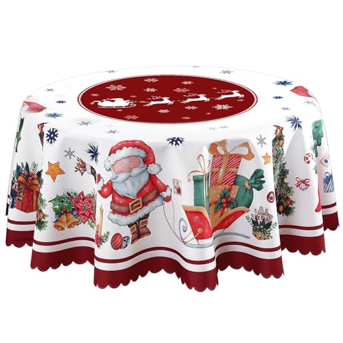 Runde Weihnachtstischdecke, 152,4 cm, Rot, Polyester,...