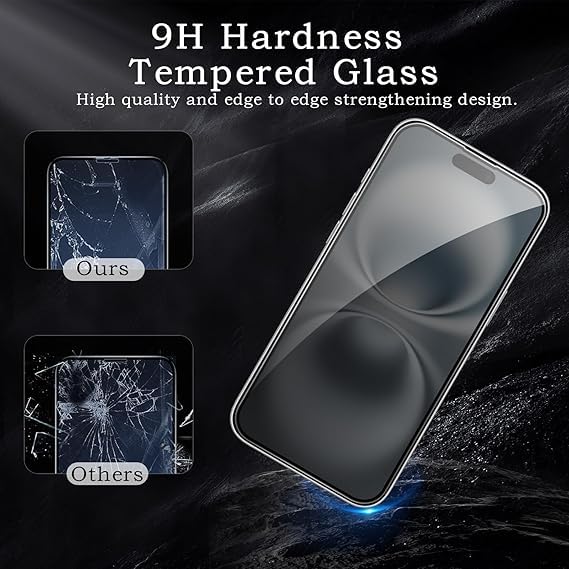 Image of [ 2+2 Pack Privacy Screen Protecor for iPhone 16 Anti-Spy Shatterproof Tempered Glass with Camera Lens Tempered Glass 9H Hardness Bubble Free Anti-Glare Case Friendly