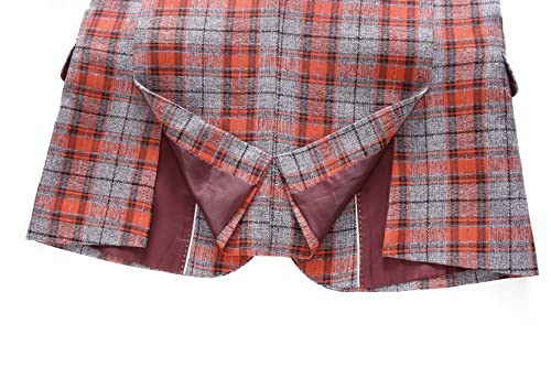Mens Orange Suit Slim Fit 3 Piece Checked Plaid Formal Business Dress Tuxedo Plaid Suits For Men Us Size 40 #TOP6