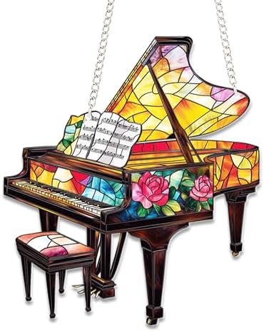 Piano Stained Glass Style Suncatcher- 6 Inch Acrylic Window Hanging- Colorful Piano Light Catcher Decor for Home Or Music Room- 2D Flat Ornament Gift for Friends & Music Lovers image 4