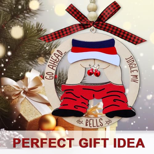 Funny Christmas Ornaments, Exchange Funny Ornaments for Adults, Naughty Ugly Christmas Tree Ornaments Wooden, Inappropriate Dirty Santa Ornament - Unique Christmas Ornaments — view 5