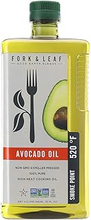 Fork & Leaf Avocado Cooking Oil, for High-Heat Cooking, Frying, Baking, Homemade Sauces, Dressings and Marinades 946 ml, 3...