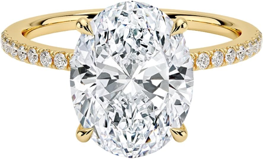 1-5 Ct Oval Moissanite Engagement Ring 10k 14k 18k Rose White Yellow Gold & 925 Sterling Silver Hidden Basket Floral Design Engagement Ring Anniversary Rings for Women Christmas gift for Women