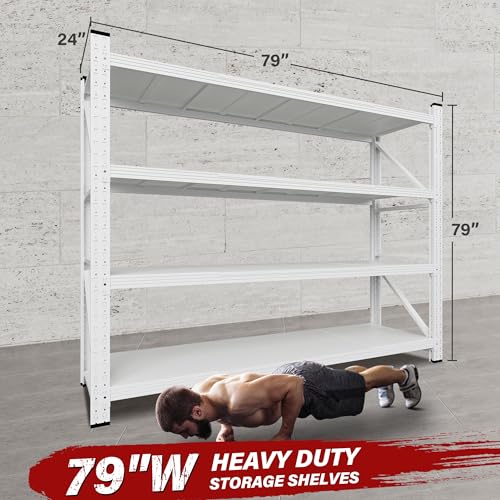 Image of 6000LBS Heavy Duty Garage Shelving Units,79 inch Wide & Deep Storage Shelves,White Metal Garage Shelves,Large Storage Rack,Steel Shelf,Industrial Shelving for Shop,Warehouse,Basement,79 inch W x 24 inch D x 79 inch H