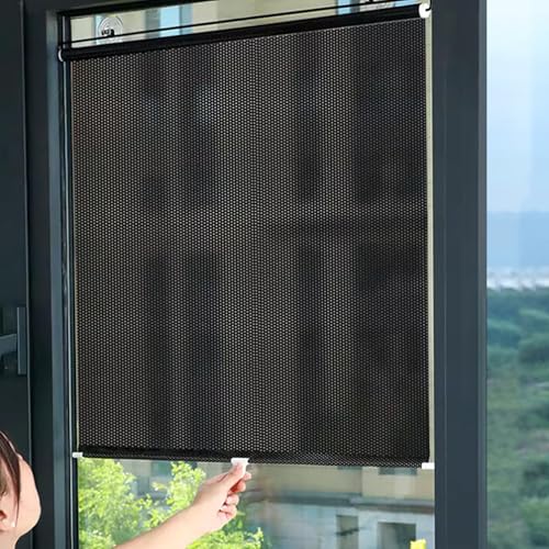 40X125cm Sonnenschutz Rollos mit Saugnäpfen Temporäre Jalousien Verdunklungsrollo Ohne Bohren Einziehbarer Lichtdurchlässig Heat-Insulating Fenster verdunkelung | für Wohnzimmer/Büro/Auto