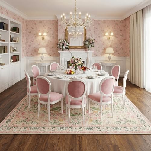 Tapete Bohemio rosa jardín 8'x10' resistente al agua miniatura 3