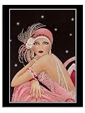 Art Deco Flapper Wall Art 11x14 &ndash; Vintage Glamour Print of 1920s Woman in Pink...
