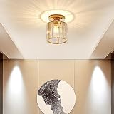 Sxtiger Kristall Deckenleuchte Gold, Moderne Runde Deckenlampe E27 Kristall Lampe Flur Decke Wohnzimmer Schlafzimmer Küche Eingang Kronleuchter