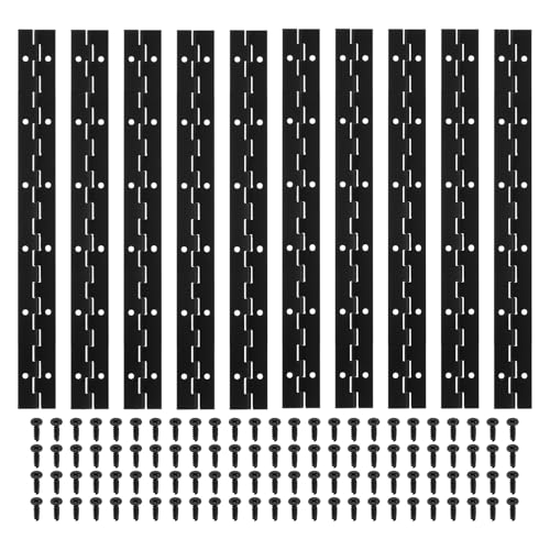 PATIKIL 12x1.2 Inch Piano Hinge,10 Pcs 304 Stainless Steel Continuous Hinge with Holes for Piano Gate Door Wooden Storage Box Cabinet Boat,Black