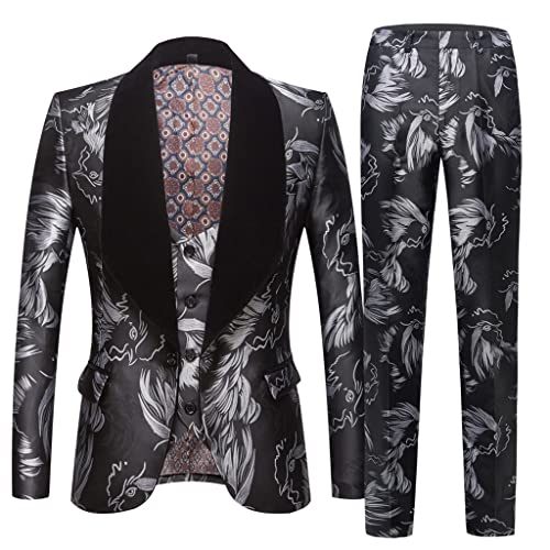 Velvet Men's Shawl Lapel Floral Sequin Burgundy Velvet Slim fit Suit Stage Suit Jacket