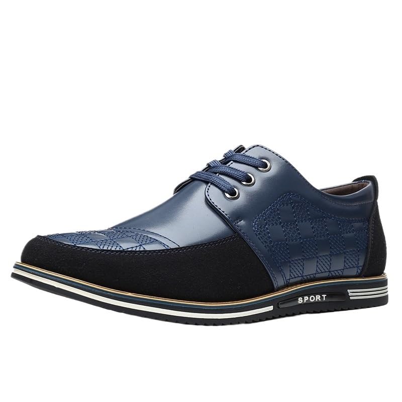 Men's Leather Shoes Casual Shoes Commuting Business Shoes Patchwork(Blue,14)