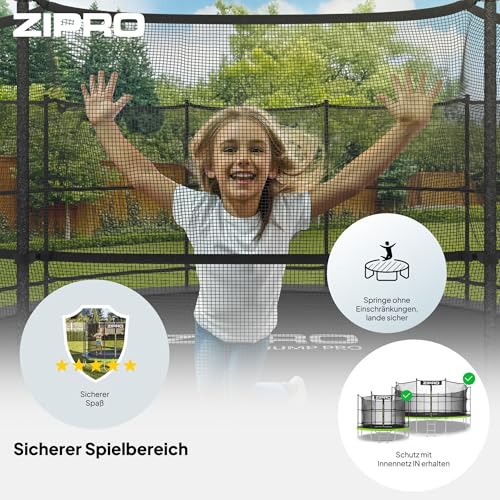 Trampolin 183 cm Zipro JumpPro für Kinder im Garten mit Innennetz