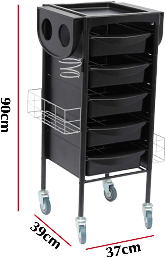 Salon Trolley Professional with 5 Pullout Drawers Hairdresser Barber Beauty Storage Hair Spa Roller Cart (Gray)