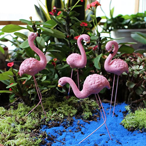 Yardwe Outdoor Decor Outdoor Decor 4Pcs Miniature Flamingo Picks Miniature Garden Flamingo Figurines Stake Accessories Metal Birds Yard Art Decor Glass Containers Glass Containers #TOP6