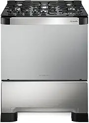 Fogão Mueller 5 bocas Decorato Vetro Inox com timer