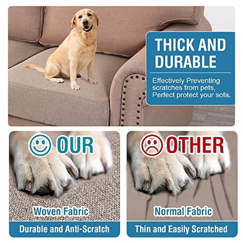 H.versailtex Water Resistant Woven Linen Look Couch Cushion Covers Sofa Cushion Covers For 3 Cushion Couch Individual Seat Cushion Covers Cushion Protector Slipcovers (3 Pack,Taupe) #TOP2