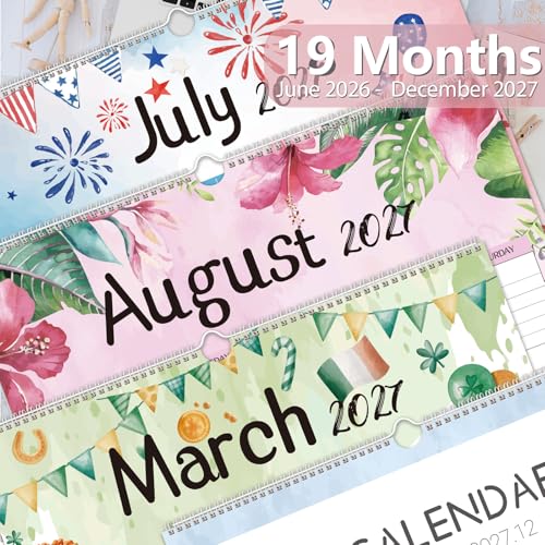 Image of Guasslee 2026 Large Wall Calendar,20 inchx 30 inch Vertical Jumbo Hanging Wall Planner,19 Monthly Calendar from Jun. 2026 to Dec. 2027 with Lines,Spiral Binding and Notes for Easy Organizing