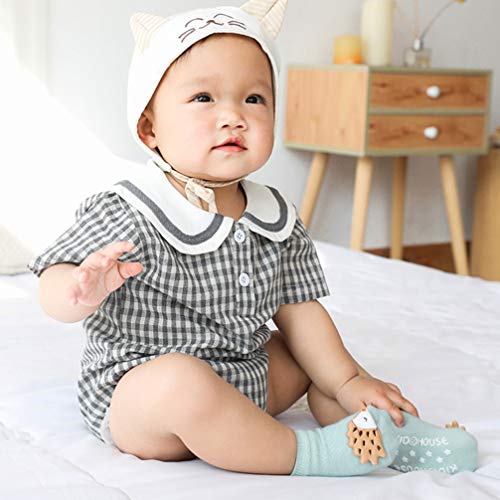 KesYOO 5 pares de meias casuais de algodão com estampa de desenho animado meias curtas para bebês –