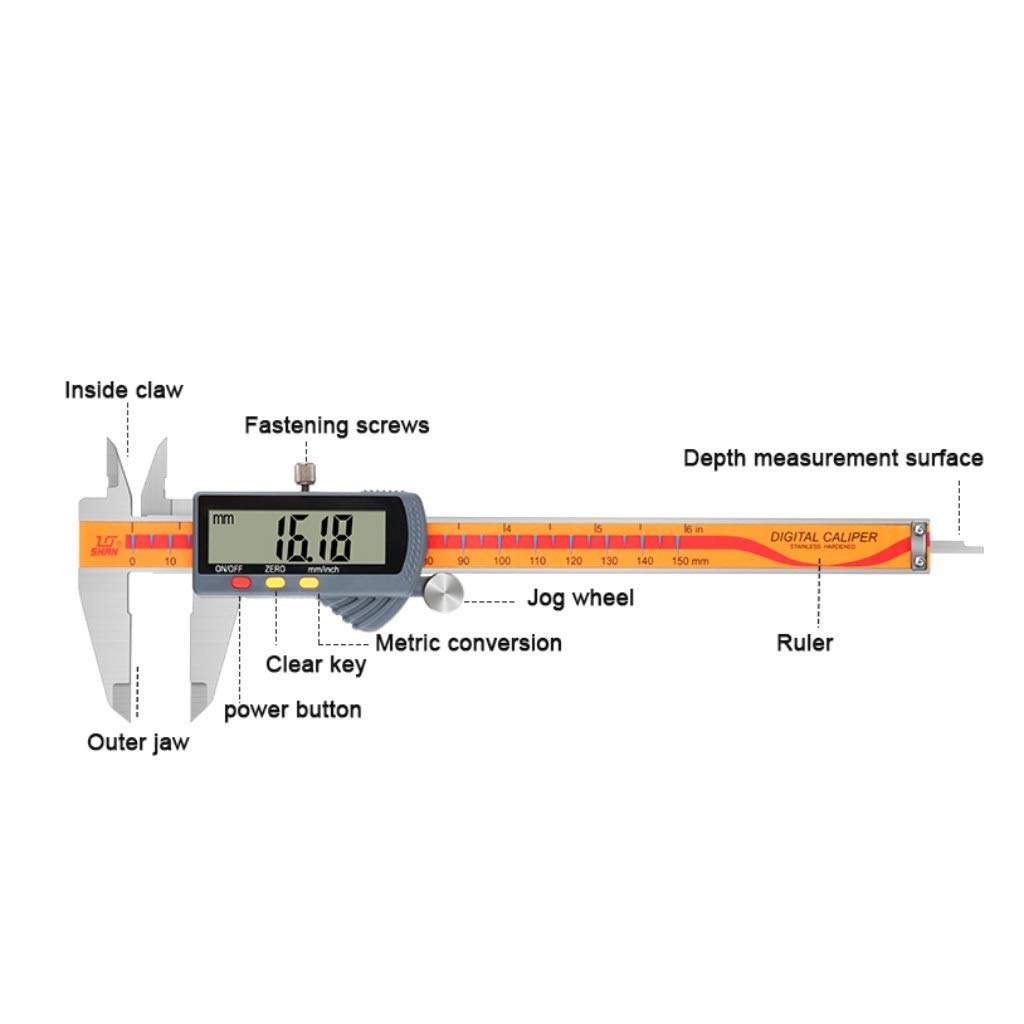 Suwalizki Elektroniczny Cyfrowy Cyfrowy Zacisk Ze Stali Nierdzewnej Vernier Caliper High Precision Industrial Pomiar Narzędzia Zakres: 0-150mm