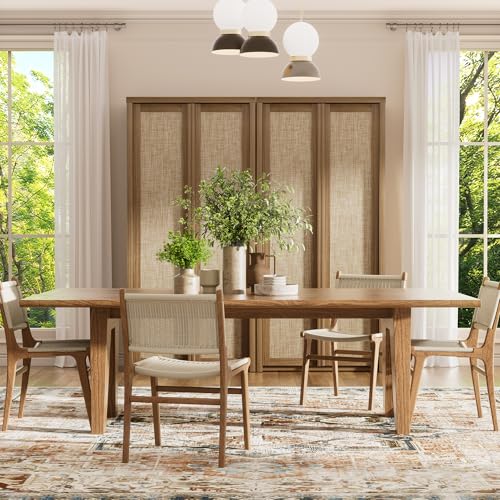 Image of Yechen 67 inch Tall Kitchen Pantry Cabinet,Rattan Storage Cabinet with Solid Wood Integrated Handle​and Adjustable Shelves, Cupboard with Doors for Livingroom, Dining Room, Natural Walnut (2 Piece)
