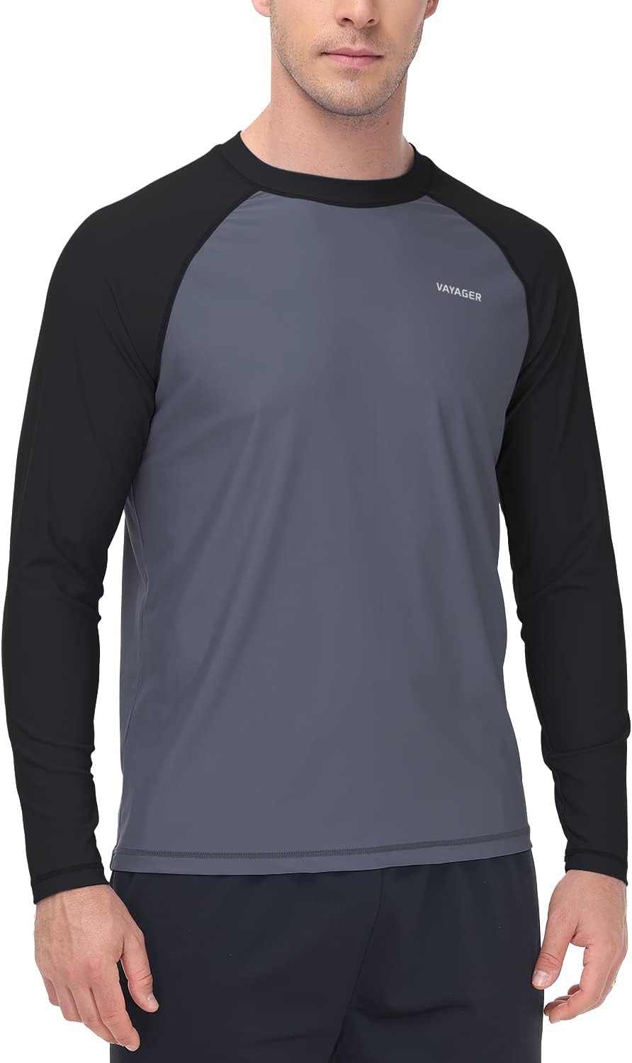 VAYAGER Men's Swim Shirts Rash Guard UPF 50+ Quick Dry T-Shirt Loose Fit Water Surfing T Shirts X-Large Grey-long