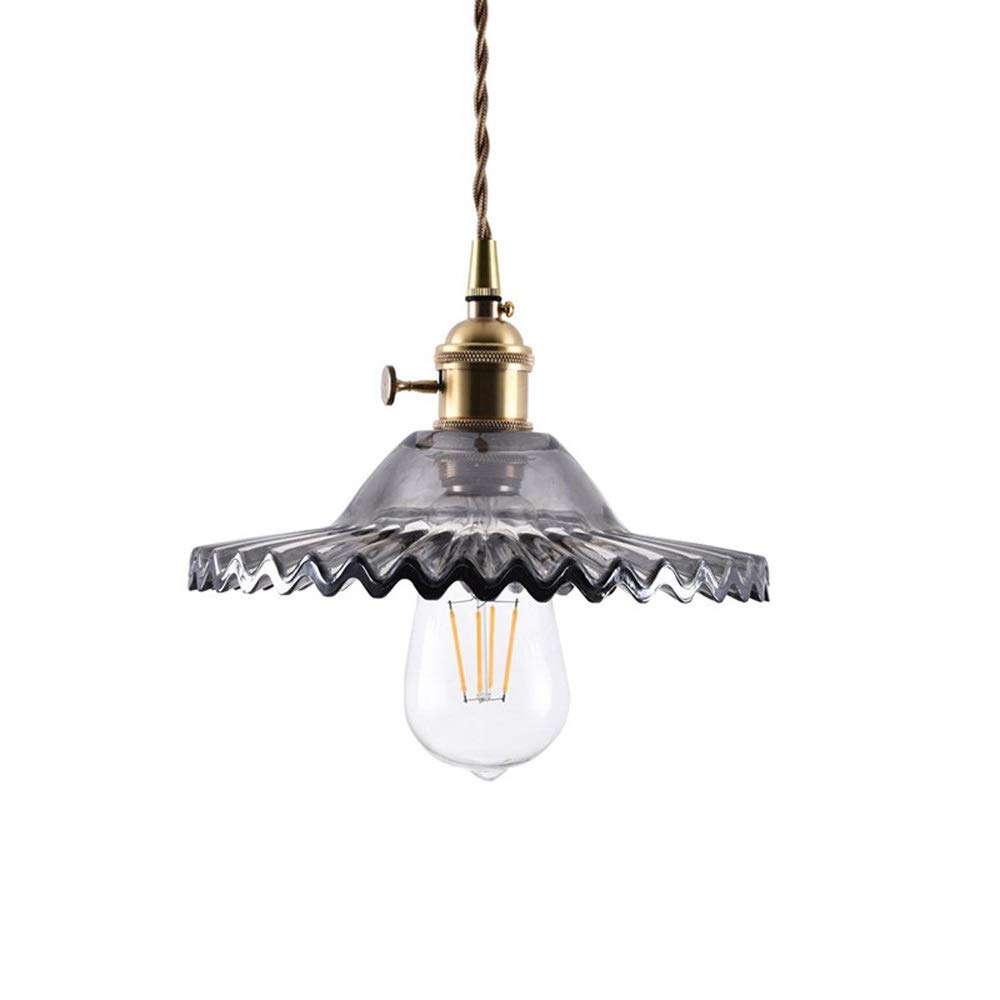 Lámpara industrial vintage E27 con cable de 1.5m y tulipa de vidrio negro de alta calidad